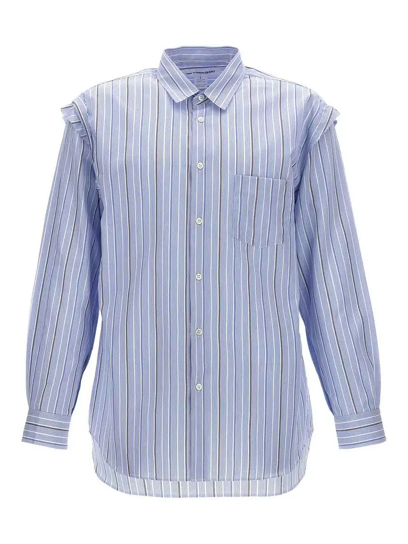 Camicia a righe incompiuta Azzurro