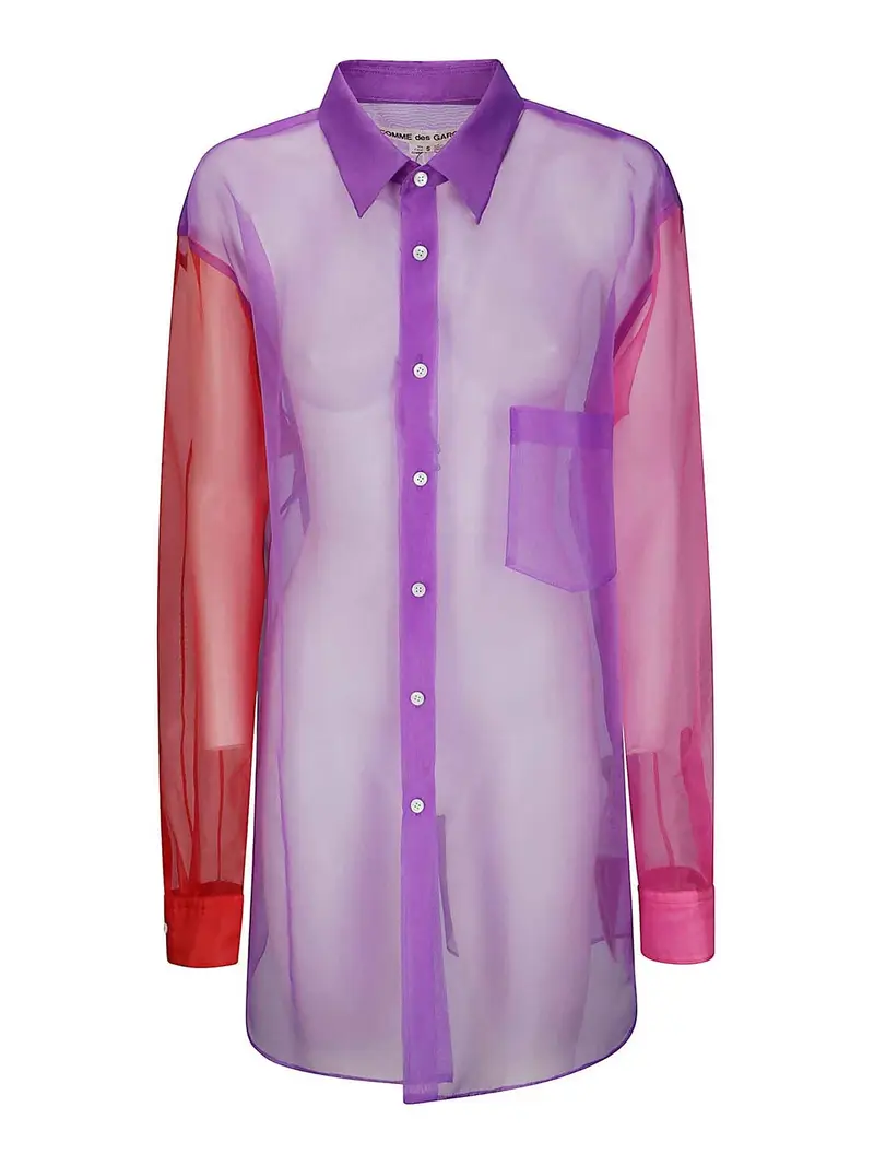 Camicia in taffet trasparente bicolore Viola