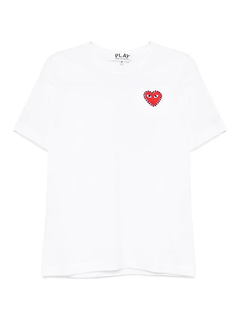 Gioca a strass Emblema Red Heart T-shirt Bianco