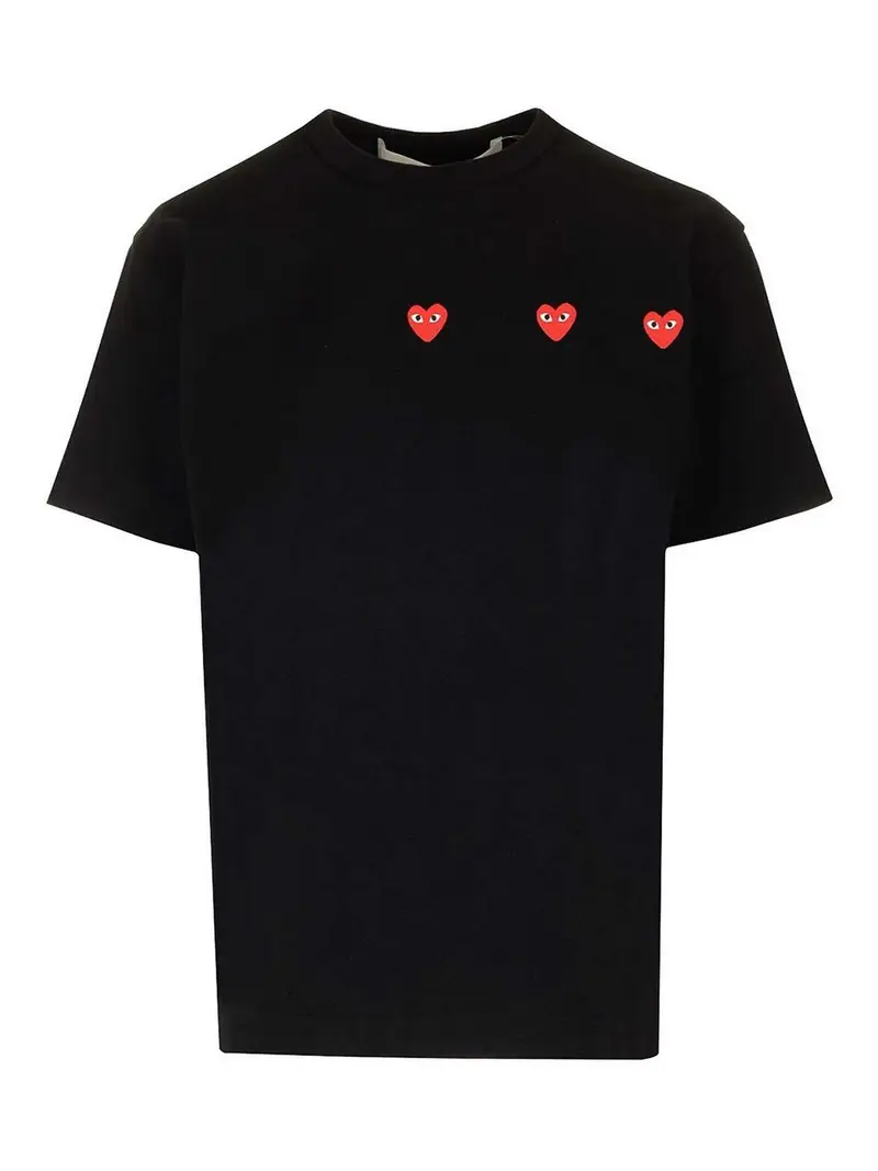 Maglietta con cuori rossi Nero