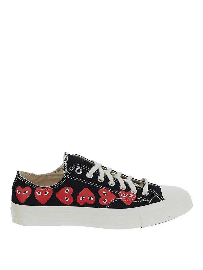 sneakers basse nere con stampa a cuore Nero