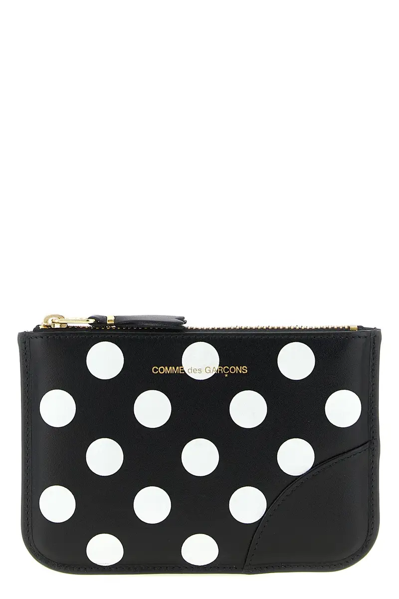 Portacarte Polka Dots Printed Bianco