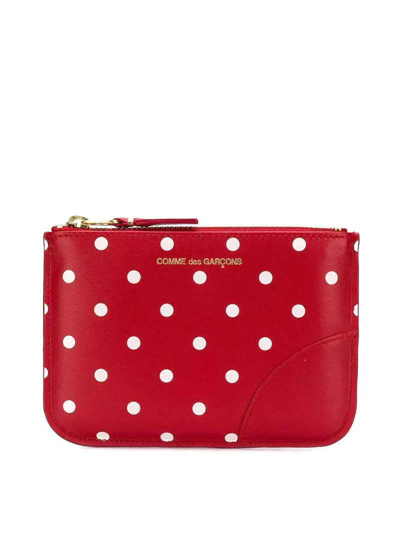 Portafoglio in pelle pois Rosso
