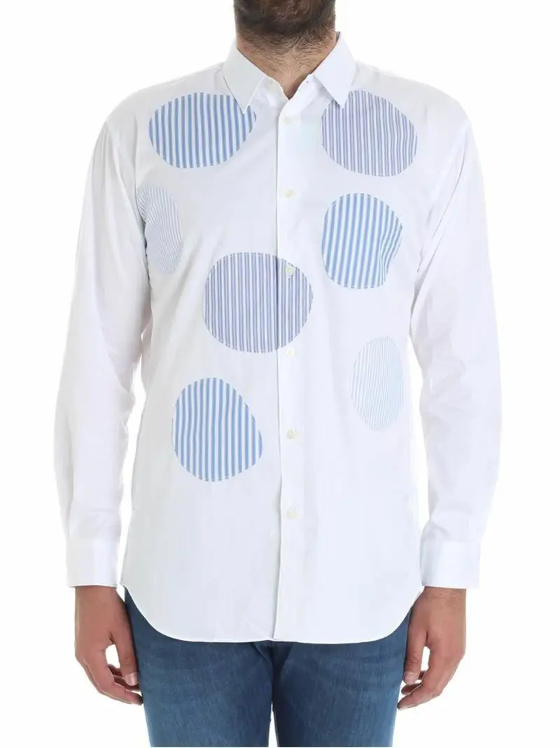 Camicia bianca con toppe a righe Bianco