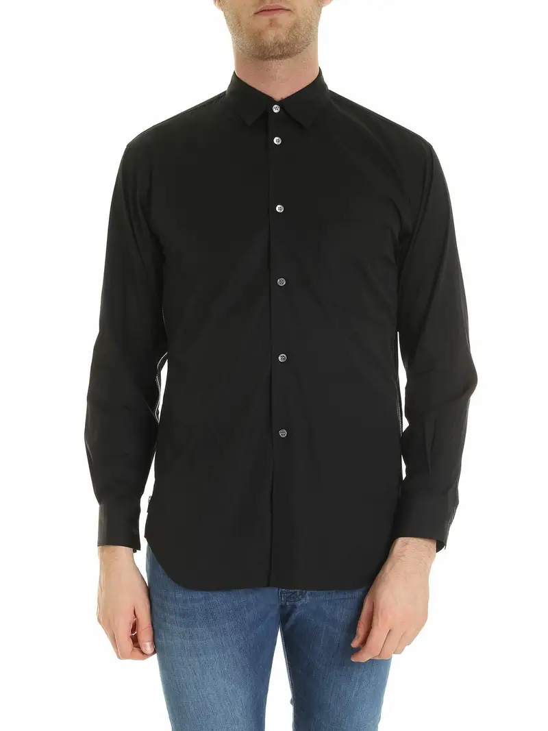 Camicia nera con zip laterale Nero