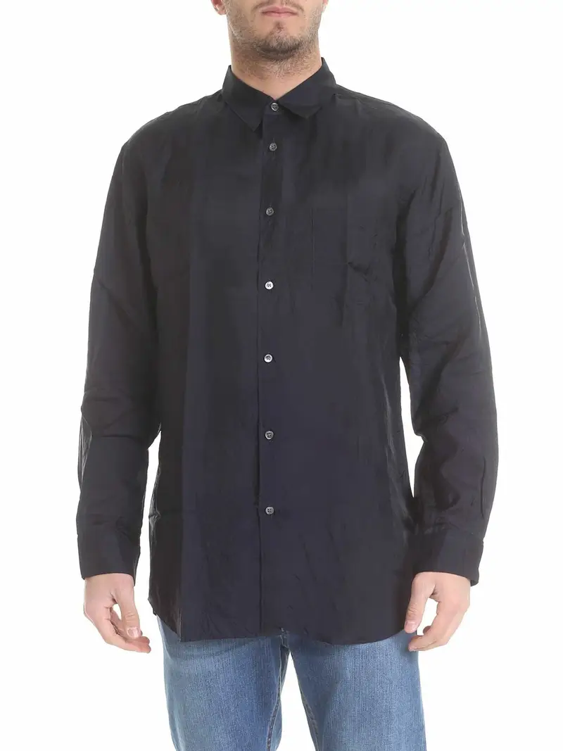 Camicia Wrinkled in cupro blu Nero