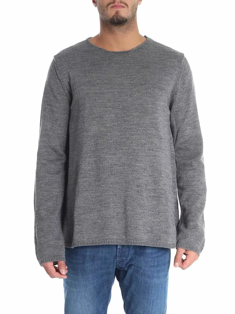 Pullover girocollo grigio in maglia