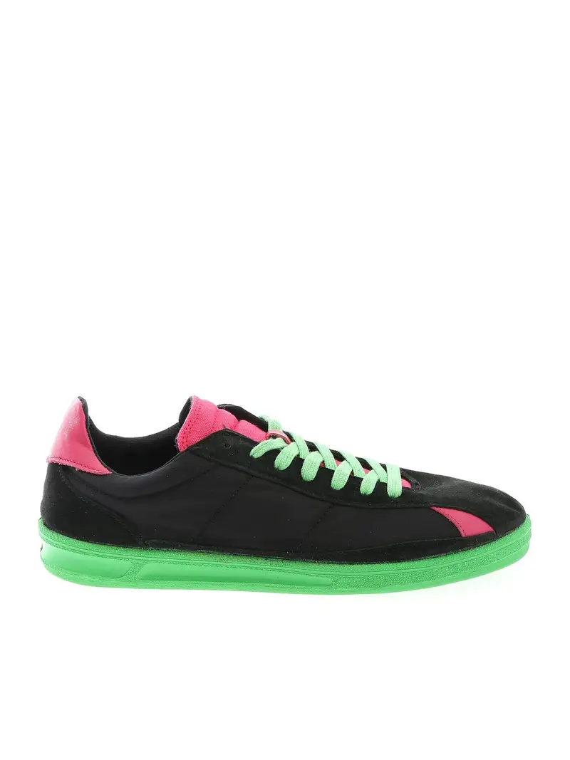 Sneakers nere fuchsia e verdi Nero