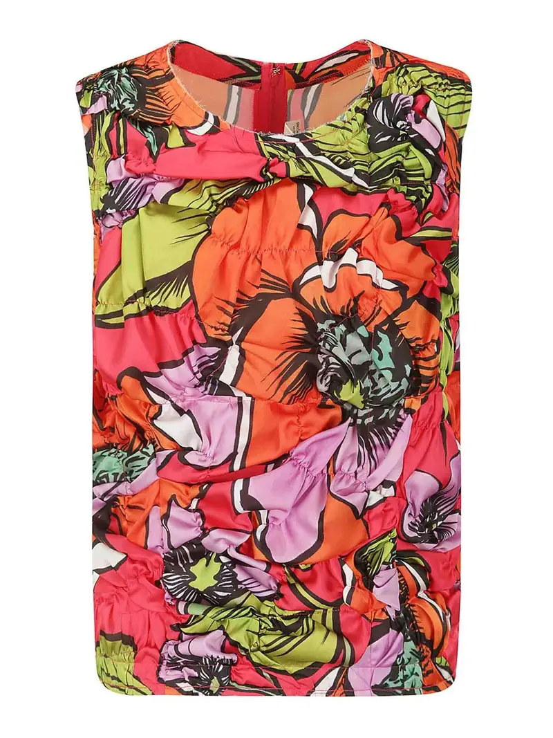 Top girocollo smanicato Multicolore