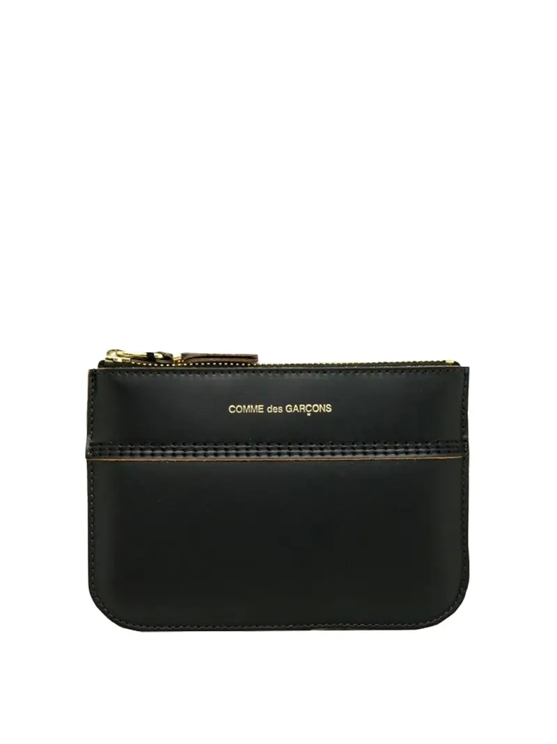 Tasto di moneta in pelle con zip Beige