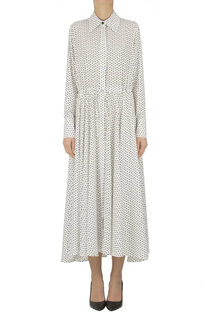Abito chemisier a pois Bianco