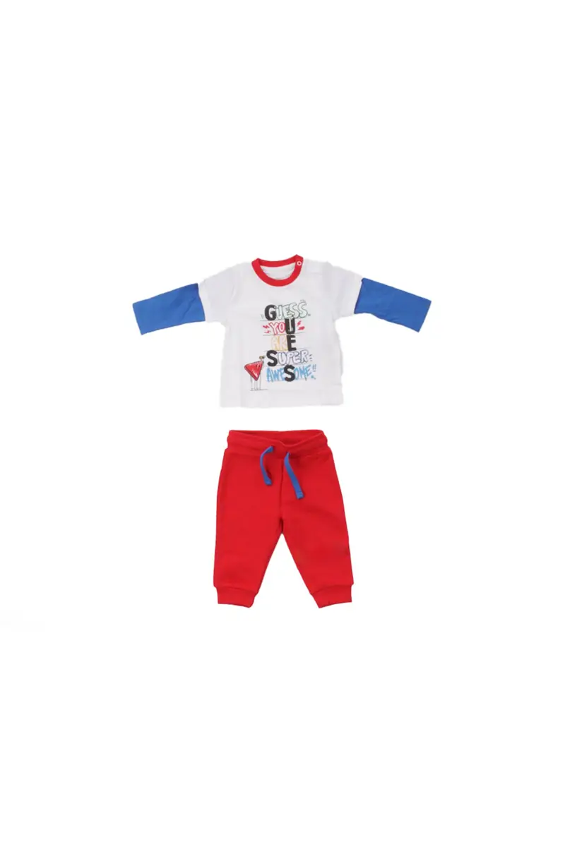 Completo Bambino GUESS Pure white Set ls tshirt+active pants