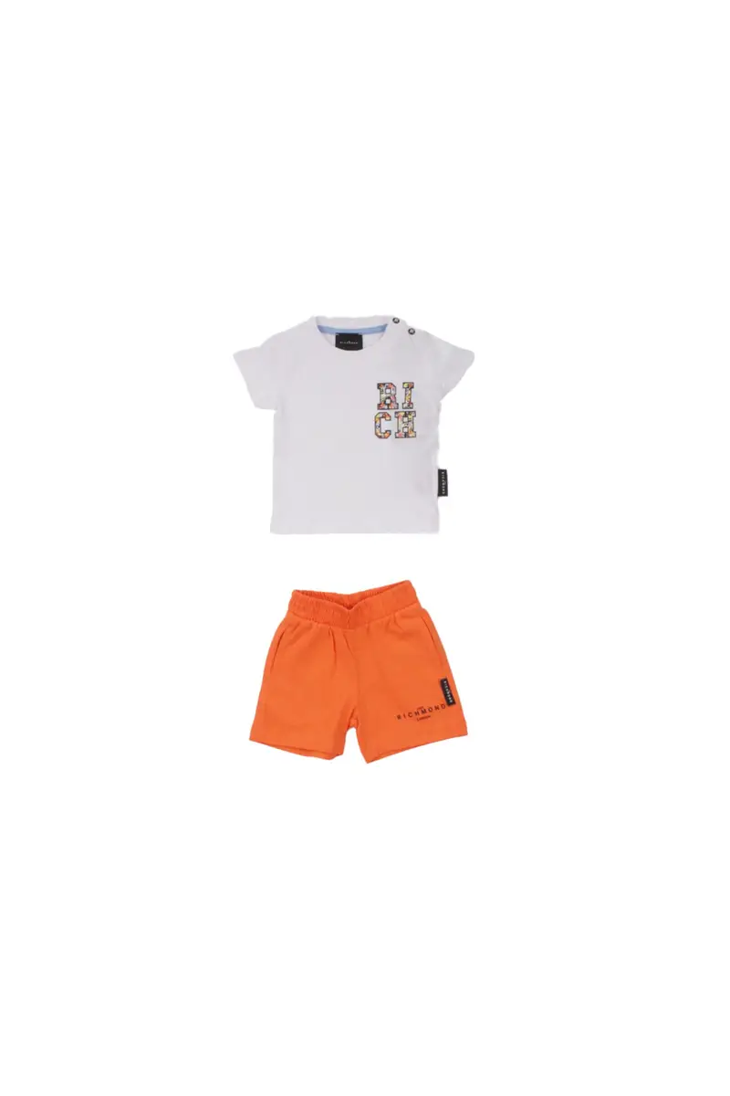 Completo Bambino JOHN RICHMOND Bianco arancio Set t-shirt+bermuda