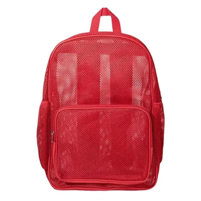 Compus - Zaino in rete resistente, con spallacci imbottiti, per nuoto, sport all'aria aperta, Rosso, Taglia unica