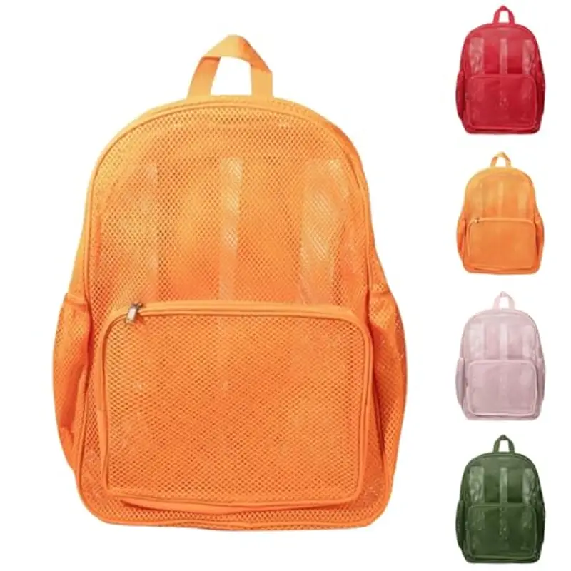 Compus - Zaino in rete resistente, con spallacci imbottiti, per nuoto, sport all'aria aperta, Rosso, Taglia unica miniatura 3