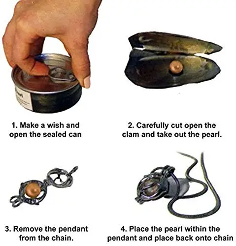 Conchiglia Angelo Custode Che Desidera Perla con Catena al Collo Placcata in Argento, Apri La Tua Perla di Ostrica miniatura 3