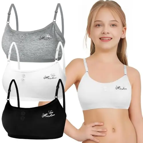 Confezione da 3 Reggiseno da Allenamento Senza Cuciture per Ragazze Cotone Adolescenti Bambine Sportivo Intimo con