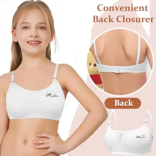 Confezione da 3 Reggiseno da Allenamento Senza Cuciture per Ragazze Cotone Adolescenti Bambine Sportivo Intimo con miniatura 2