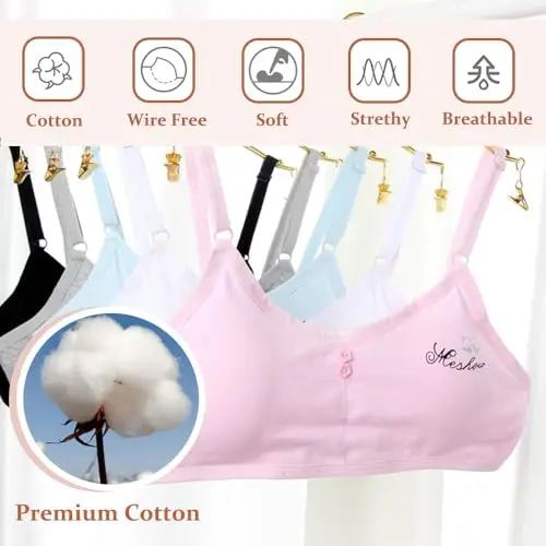 Confezione da 3 Reggiseno da Allenamento Senza Cuciture per Ragazze Cotone Adolescenti Bambine Sportivo Intimo con miniatura 3