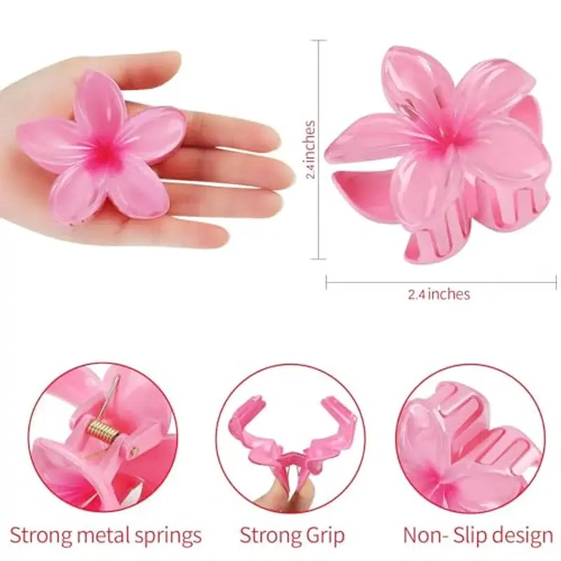 Confezione da 6 fermagli per capelli a forma di fiore per donne, fermagli per capelli hawaiani plumeria, accessori per capelli spessi, regali per donne e ragazze miniatura 2