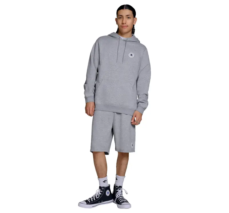 Chuck Taylor All Star Patch Hoodie Felpa Con Cappuccio da Uomo in Nero Vintage Grey Heather