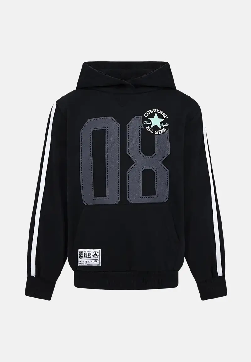 CONVERSE Felpa con cappuccio Retro Remix nera per bambino e bambina