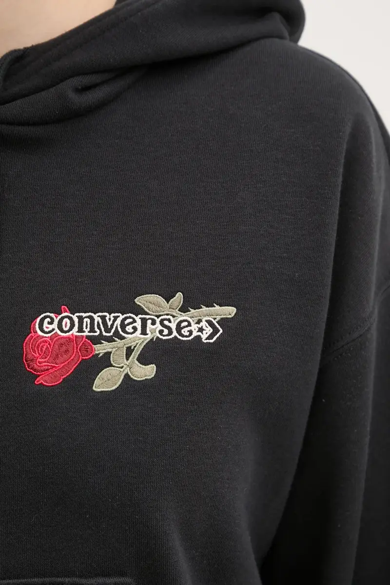 felpa donna colore nero con cappuccio con applicazione 10028309-A02 miniatura 5