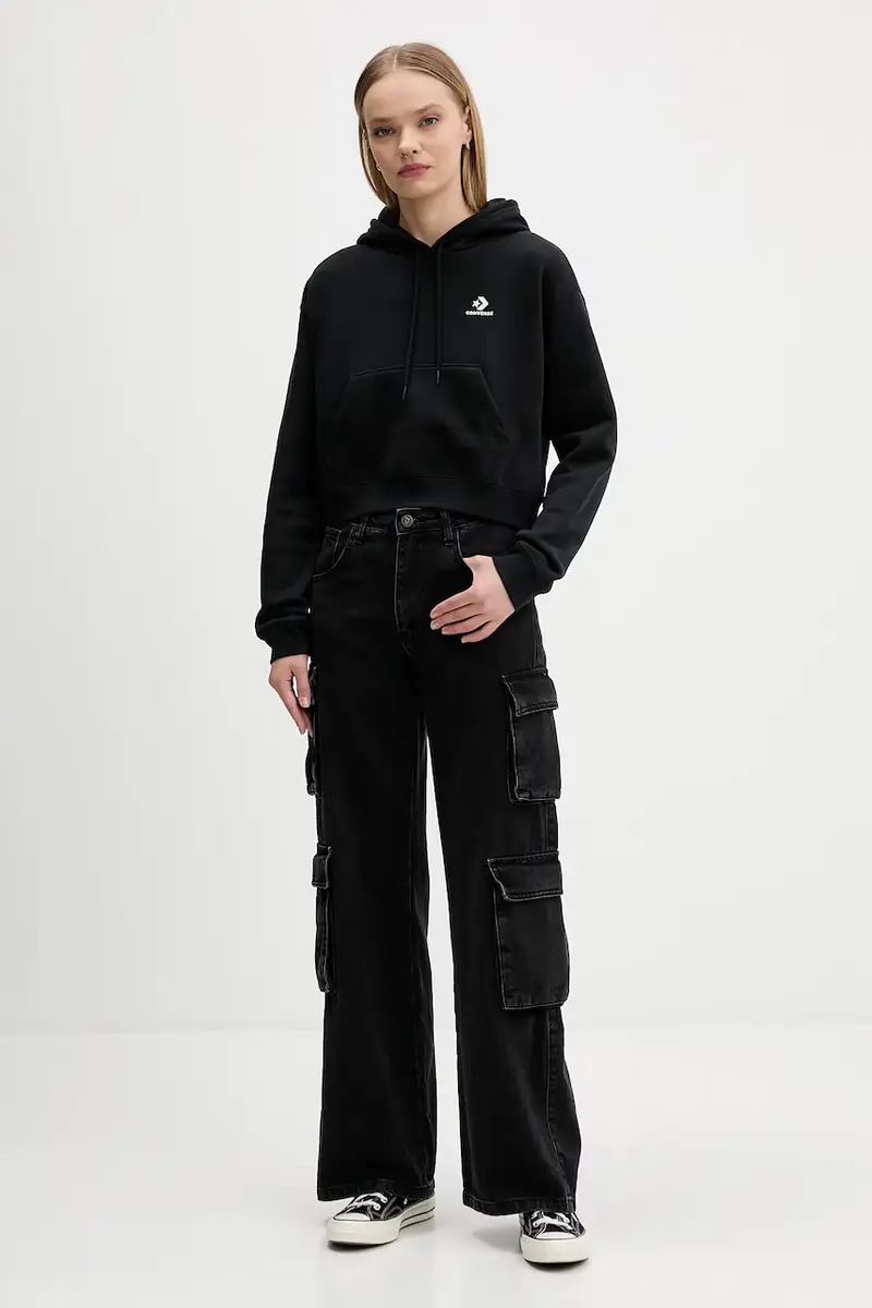 felpa donna colore nero con cappuccio CVW5K527 miniatura 2