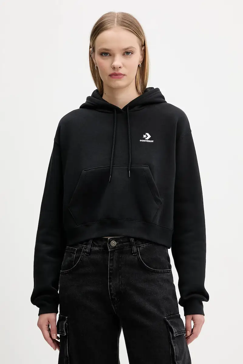 felpa donna colore nero con cappuccio CVW5K527