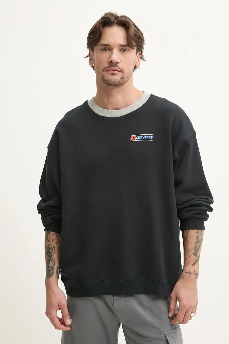 felpa in cotone uomo colore nero 10028407-A01 miniatura 3