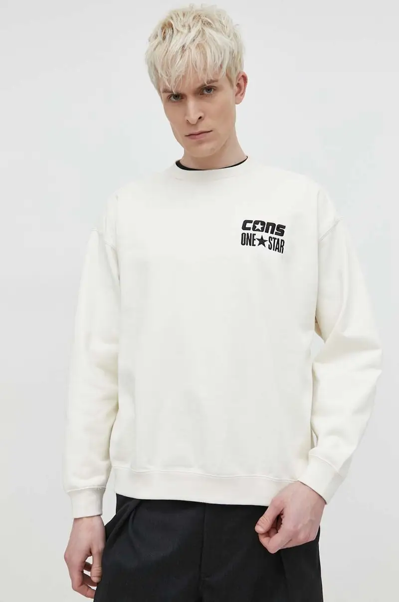 felpa uomo colore beige con applicazione