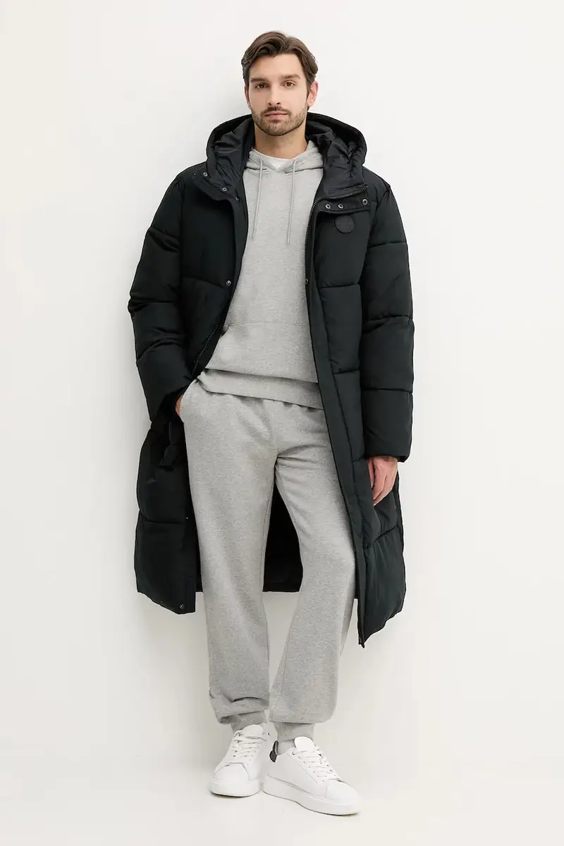 felpa uomo colore grigio con cappuccio con applicazione CVM5K981 miniatura 2