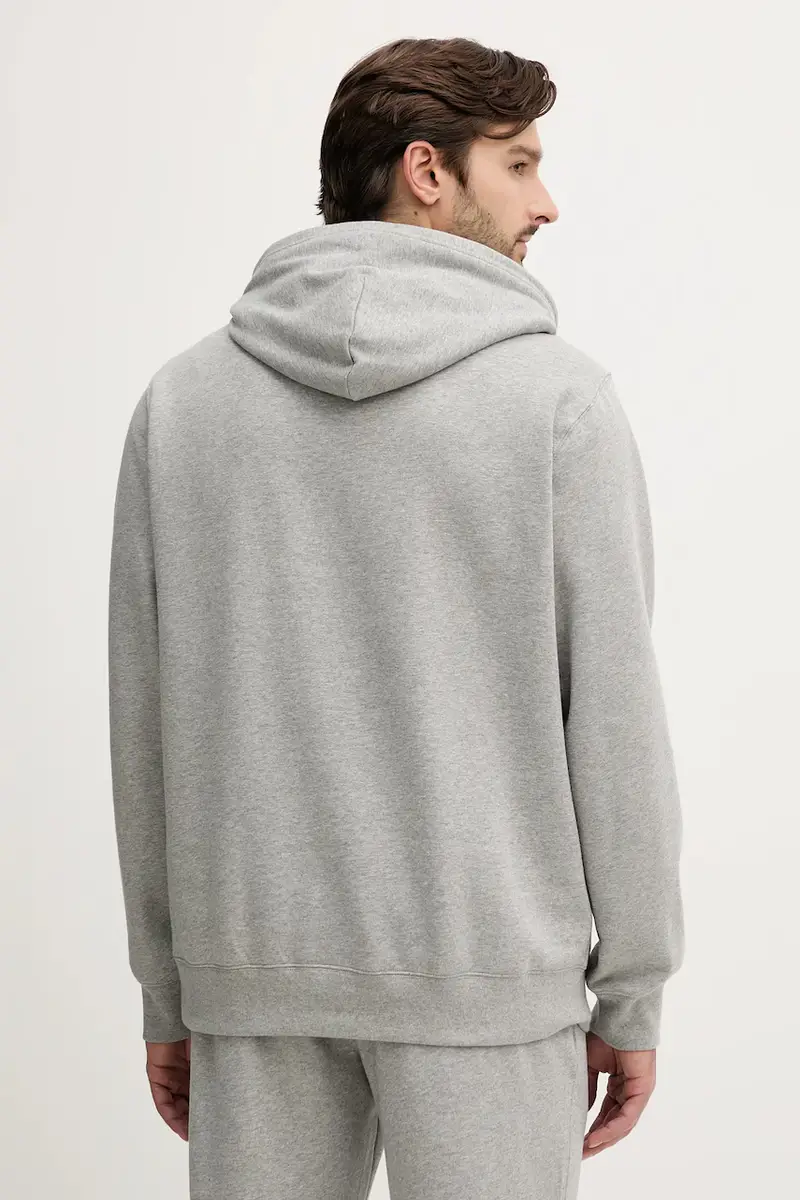 felpa uomo colore grigio con cappuccio con applicazione CVM5K981 miniatura 3