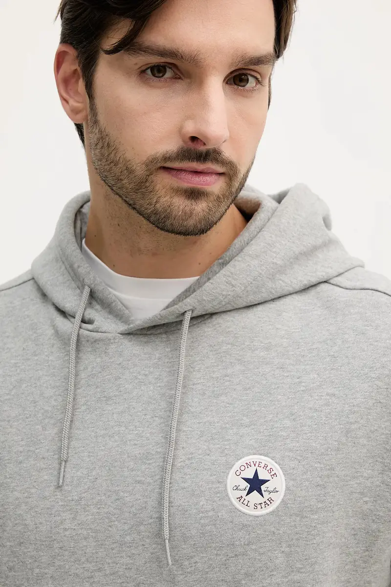 felpa uomo colore grigio con cappuccio con applicazione CVM5K981 miniatura 4