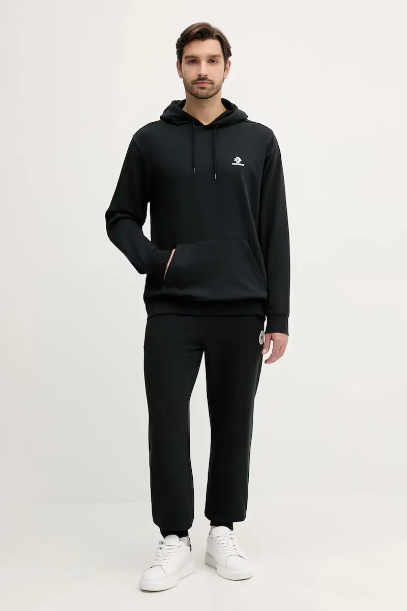 felpa uomo colore nero con cappuccio con applicazione CVM5K874 miniatura 2