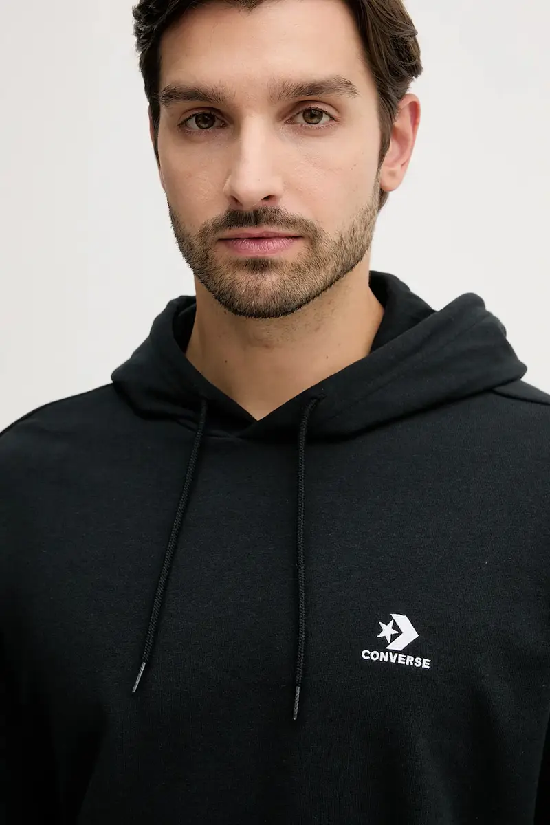 felpa uomo colore nero con cappuccio con applicazione CVM5K874 miniatura 4