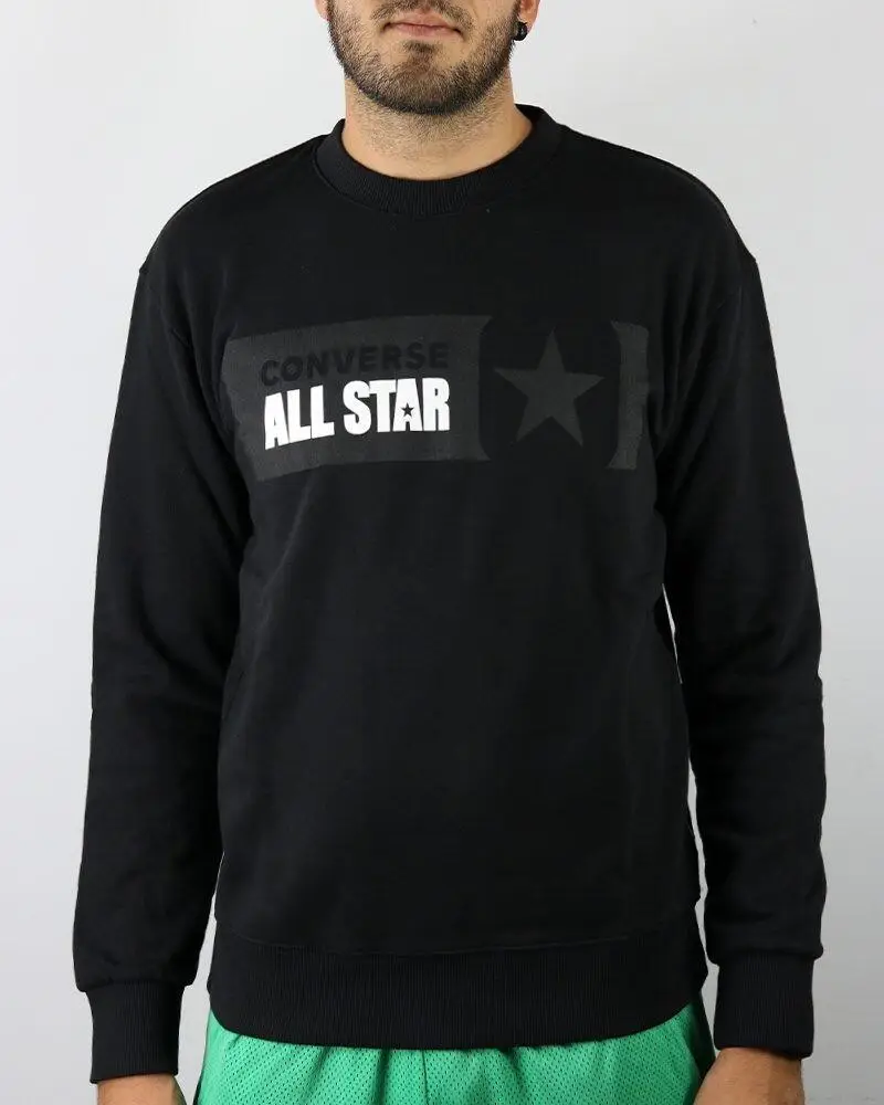 Felpa uomo converse fleece rivalry - 10021319-a01 | Converse Nero