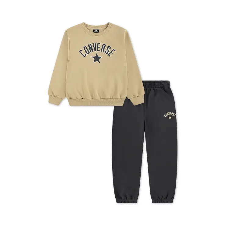 Heritage Wordmark Crewneck & Joggers Set Completo da Bambini in Grigio Dark Matter