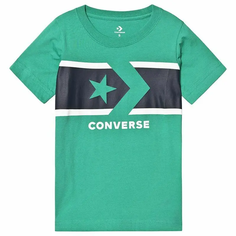 Maglia a Maniche Corte per Bambini Converse Stripe Star Chevron Verde | Converse