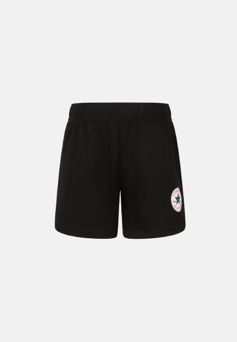 CONVERSE Shorts sportivo nero da bambina con toppa Chuck Taylor