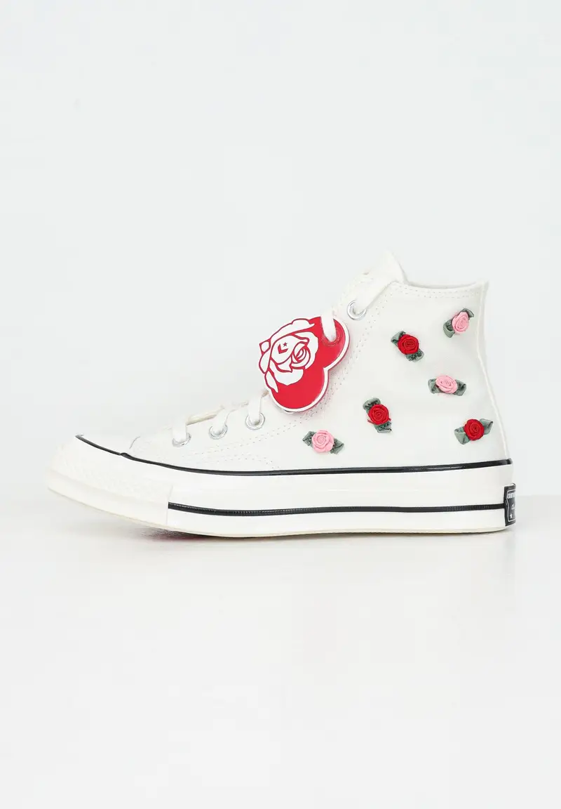 CONVERSE Sneakers CHUCK 70 ROSES bianche da donna