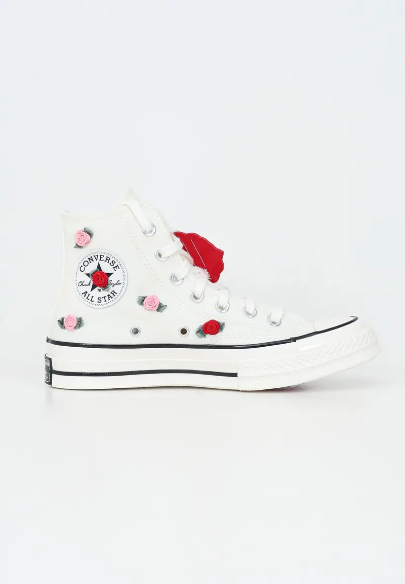 CONVERSE Sneakers CHUCK 70 ROSES bianche da donna miniatura 2