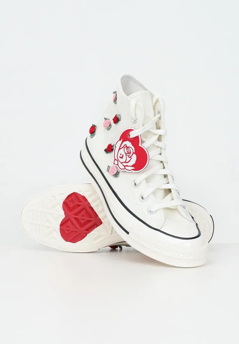 CONVERSE Sneakers CHUCK 70 ROSES bianche da donna miniatura 3