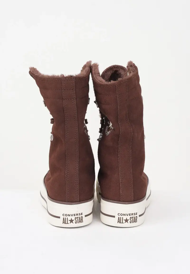 Sneakers Chuck Taylor All Star Fold-Over Lift Platform XHi Faux Fur marroni da donna miniatura 2