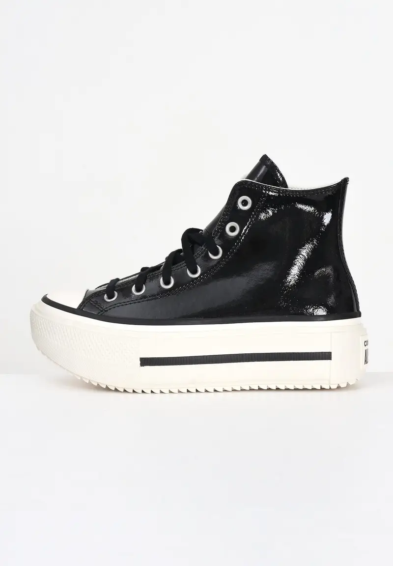 CONVERSE Sneakers Chuck Taylor All Star Lift Double Stack Platform Patent Leather nere da donna