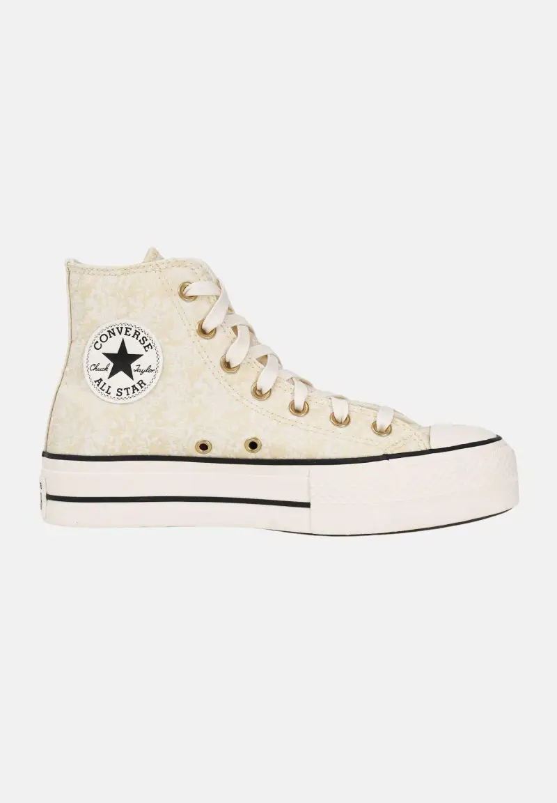 Sneakers Chuck Taylor All Star Lift Elevated Material Cano Alto panna e oro da donna miniatura 3