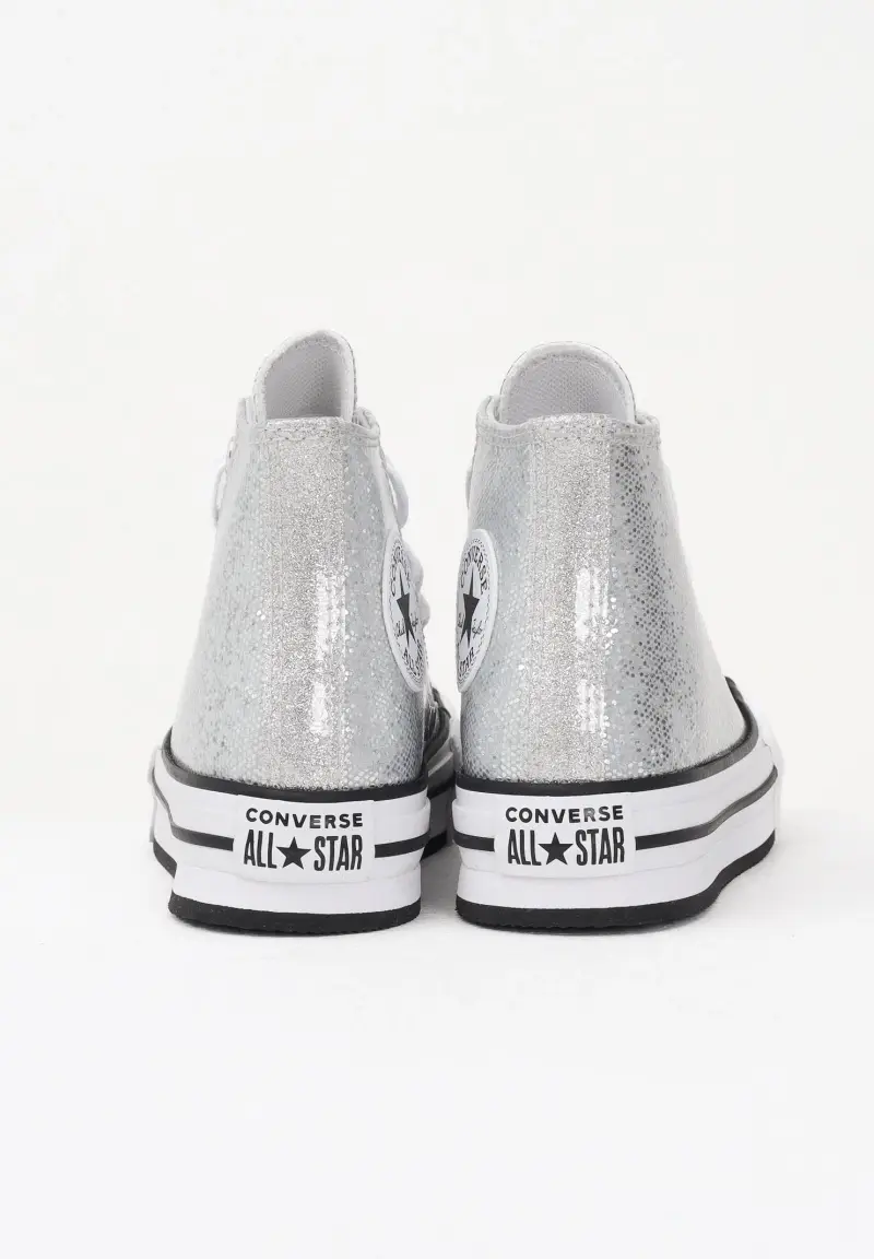 Sneakers Chuck Taylor All Star Lift Platform Disco Glitter argento da bambina miniatura 2