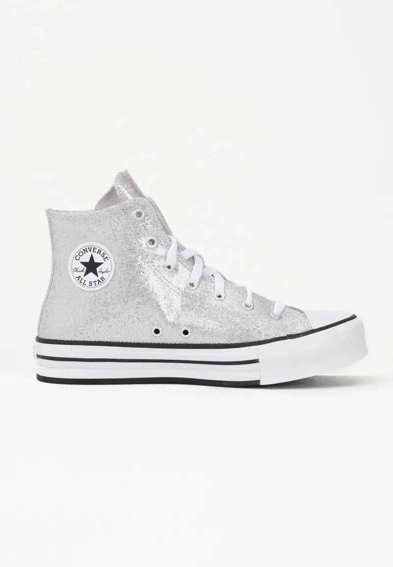 Sneakers Chuck Taylor All Star Lift Platform Disco Glitter argento da donna miniatura 3