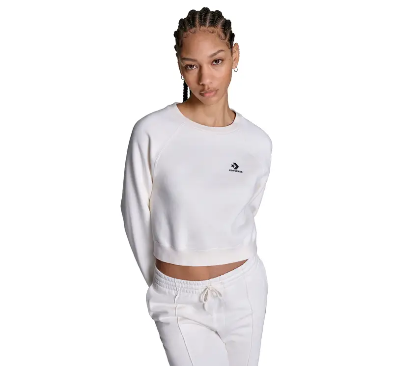 Star Chevron Cropped Crew Neck Felpa da Donna in Bianco White