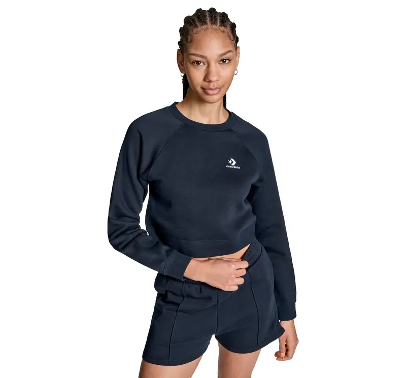 Star Chevron Cropped Crew Neck Felpa da Donna in Nero Black